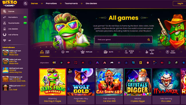 Bizzo Casino Games Library